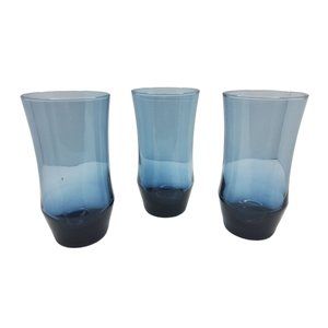 vintage set of 3 libbeys concave appollo dusky 12oz drinking glasses